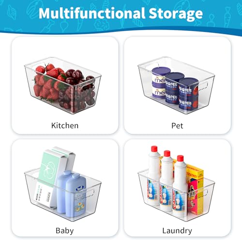 Clear Fridge Organizer Bins with Handles
