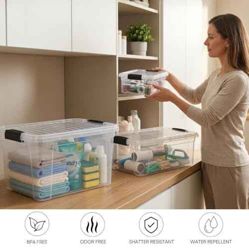 8.7 Quart Clear Plastic Storage Boxes with Lids (6 Count)