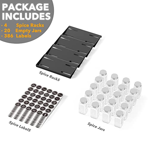 Spice Drawer Organizer with 20 Spice Jars (20 Count)