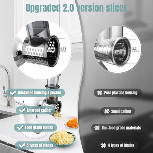 Stainless Steel Slicer Shredder Attachments for KitchenAid Stand Mixers (5 Count)