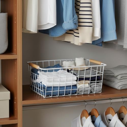 Kitchen Wire Baskets Farmhouse Decor Metal Food Storage Organizer (4 Count)