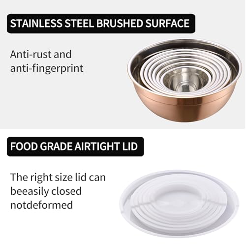 Rose Gold Mixing Bowls with Lids Set of 7