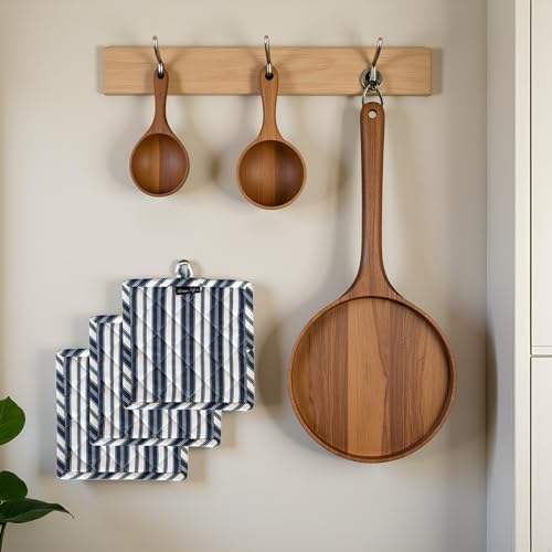 Double Stripe Pot Holders Heat Resistant Cotton Set of 3 Nonslip 8"x8" Inch Hot Pads for Kitchen (3 Count)