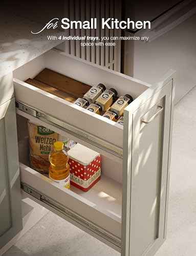 Acacia Wooden Spice Rack Organizer for Cabinet (4 Count)