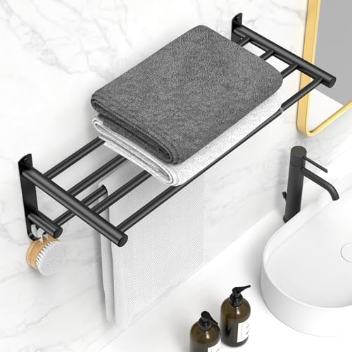 Black Adjustable Towel Bar for Bathroom Wall Mount17