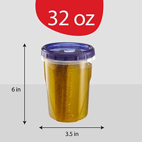 6 Pack Twist Cap Food Storage Containers with Blue Screw on Lid