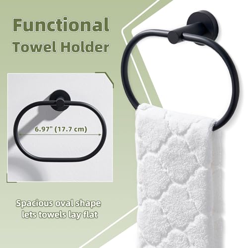 Matte Black Oval Towel Ring for Bathroom Kitchen