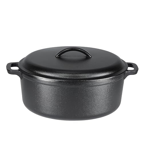 Pre Seasoned Cast Iron Dutch Oven Pot with Lid and Dual Handles