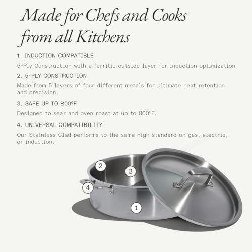Cookware 10 Quart Stainless Steel Rondeau Pot w