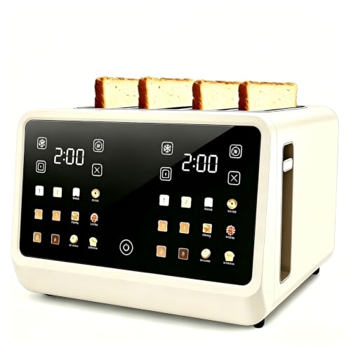 Smart Toaster 4 Slice Wide Slot with Dual Digital TouchScreen & Independent Control for Family