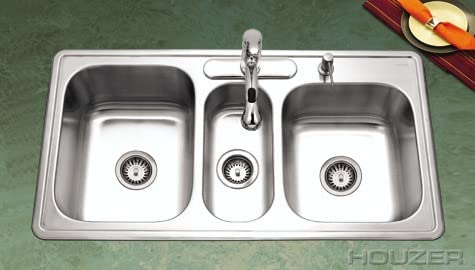 41" Stainless Steel Topmount Triple Bowl Kitchen Sink