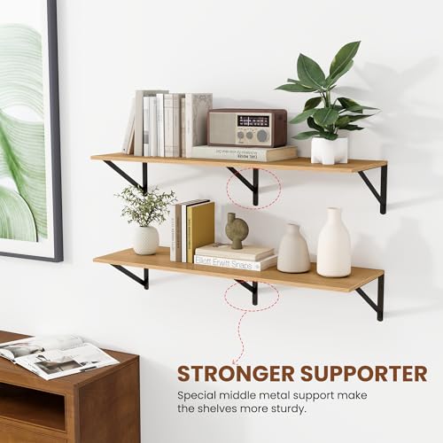 36W x 12D Deep Floating Shelves Set of 2 Oak (2 Count)