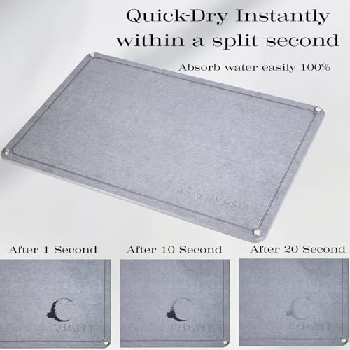 Large Dish Drying Stone Mat for Kitchen 24"x16" Dark Gray