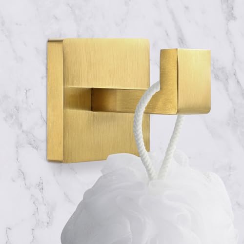 4 Pack Towel Hooks Hand Towel Holder Bathroom Robe Hanger Gold (4 Count)