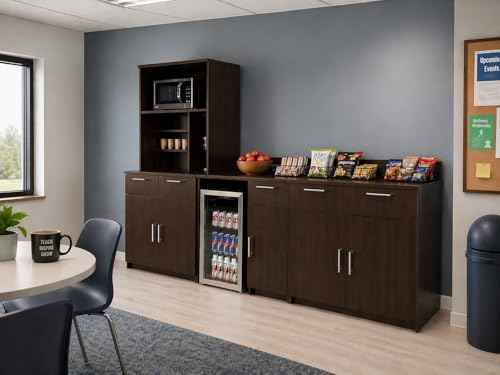 2 Door Kitchenette Cabinet with Upper Hutch