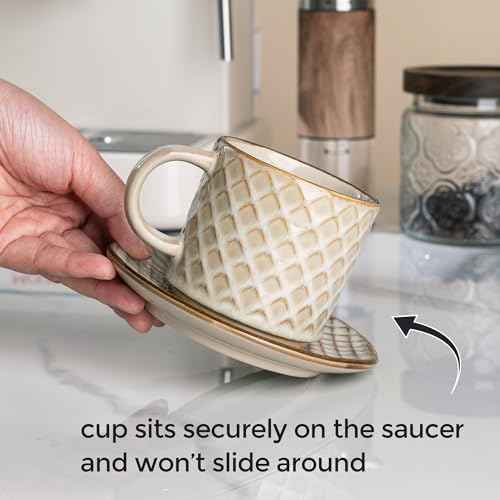 6 OZ Coffee Mugs with Saucer and Stand (4 Count)
