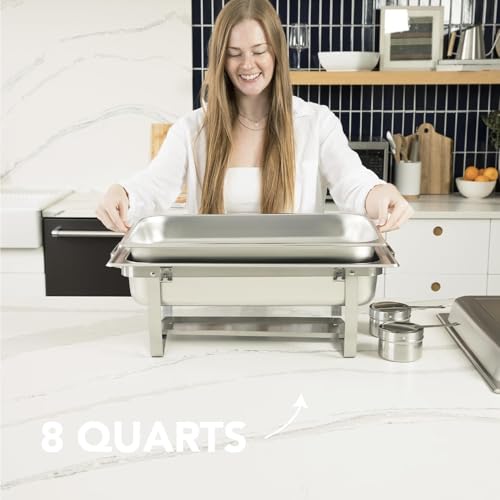 4 Pack 8QT Chafing Dish Full Set with 8 Pack DEG Chafing Fuel