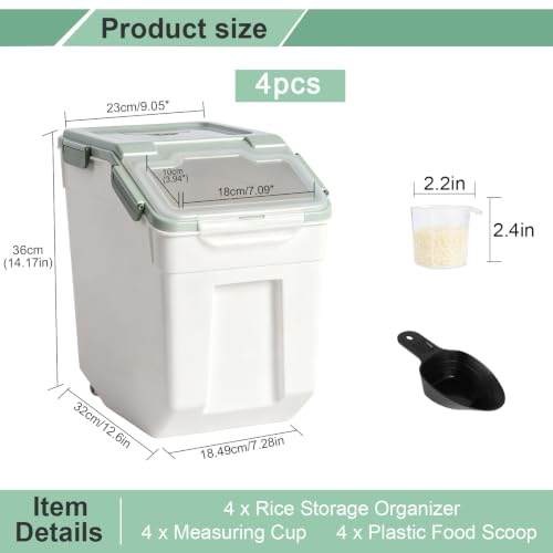 50 lb Large Food Grade Container for Rice Flour Sugar (4 Count)