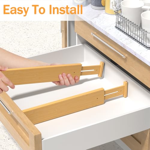 Bamboo Drawer Dividers Organizers (4 Count)
