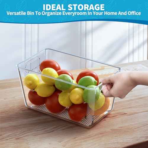Clear Fridge Organizer Bins with Handles