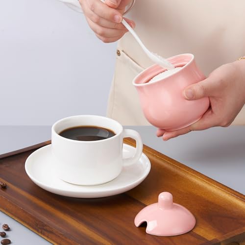7 OZ Ceramic Sugar Bowl with Lid and Spoon