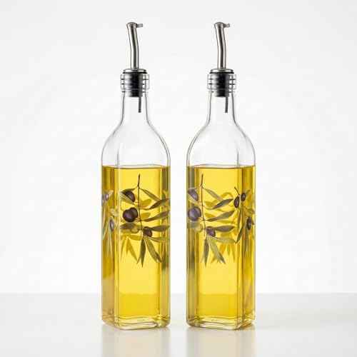 Topadorn 17oz Glass Olive Oil Dispenser Bottle (2 Count)