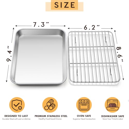 Small Metal Toaster Oven Tray with Rack Set
