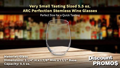 Stemless Wine Glasses by ARC 5.5 oz. Set of 12 (10 Count)