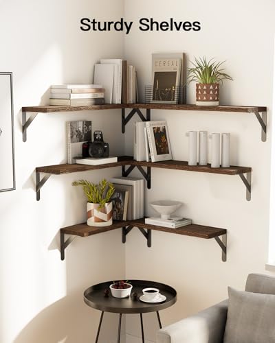Amada Solid Paulownia Wood Wall Shelves (6 Count)