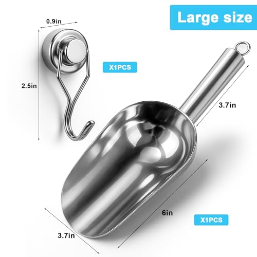 Stainless Steel Ice Scoop for Freezer with Magnetic Hook
