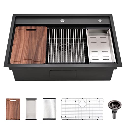 33 Inch Black Drop In Kitchen Sink