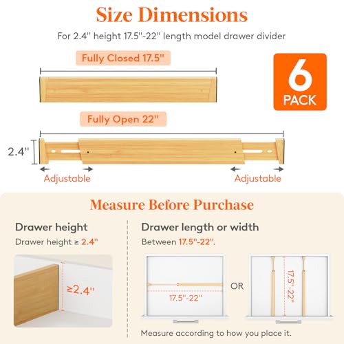 2.4" Kitchen Drawer Dividers (6 Count)