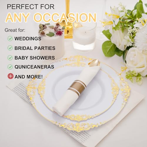 400PCS Gold Wrapped Silverware Disposable Fancy for Parties Weddings (400 Count)