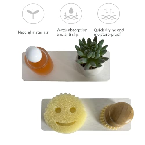 2Pcs Sink Stone Soap Tray Water Absorbing Diatomite Coaster (2 Count)