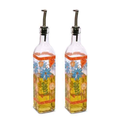 2 Pack 17oz Glass Olive Oil Dispenser Bottle Set