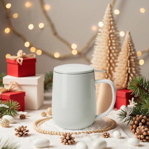 20 OZ Porcelain Tea Mug with Infuser and Lid
