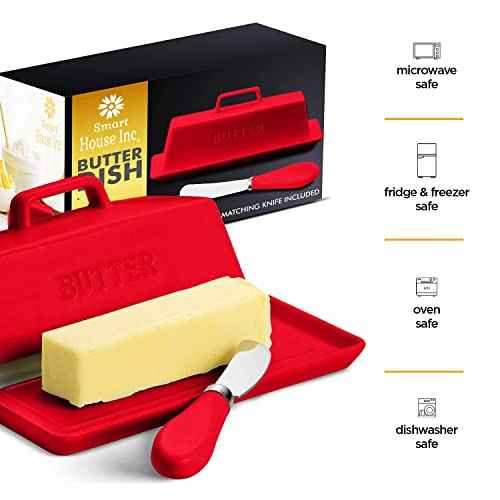 Ceramic Butter Dish Set with Lid and Knife