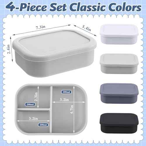 4 Pcs Silicone Bento Box (4 Count)