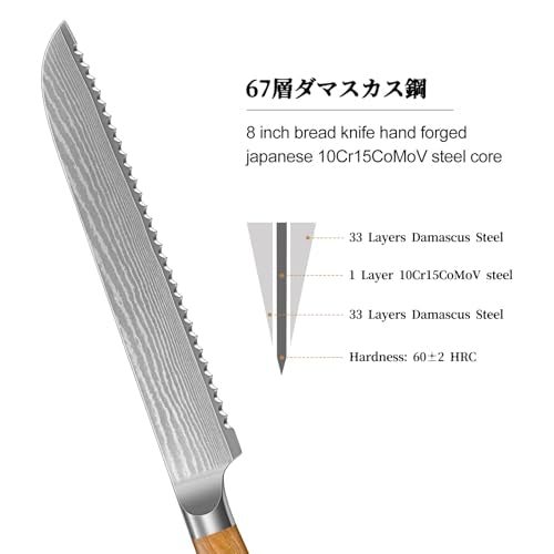 Damascus Bread Knife 8"