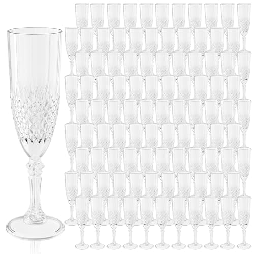 100 Pack Plastic Champagne Flutes
