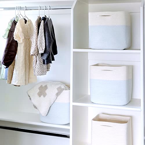 Storage Cubes 11 Inch Cotton Rope Woven Baskets for Organizing (3 Count)