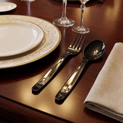 100 Count Black Plastic Silverware Heavy Duty
