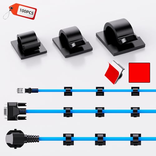 100 PCS Adhesive Cable Clips Cord Organizer (100 Count)