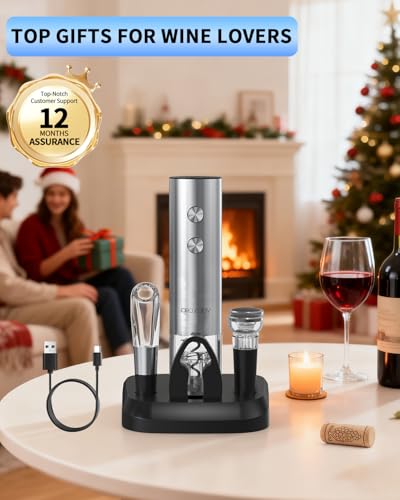 Electric Wine Opener Stainless Steel Rechargeable Automatic Wine Bottle Opener Set 7 (7 Count)