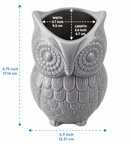 Gray Owl Utensil Holder