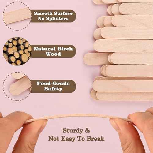 300 Pcs 4.5" Length Popsicle Wooden Sticks (300 Count)