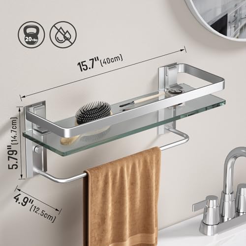 Bathroom Wall Shelf with Towel Bar