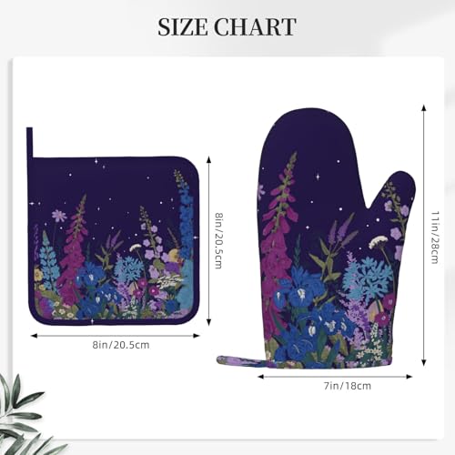 Wildflowers Florals Oven Mitts Pot Holders Set Silicone Heat Resistant Wildflowers Oven Mitts and Hot Pads Florals Potholders Non