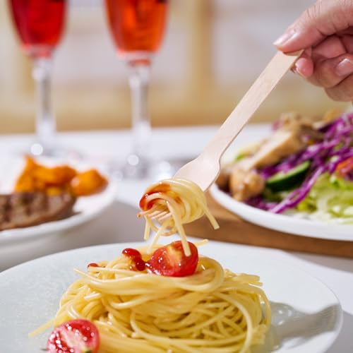 300 Count Compostable Wooden Disposable Forks for Party