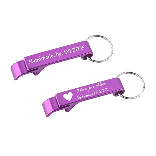 60pcs Personalized Bottle Opener Keychain Custom Aluminum Beer Bottle Opener Engraved Any Text (60 Count)